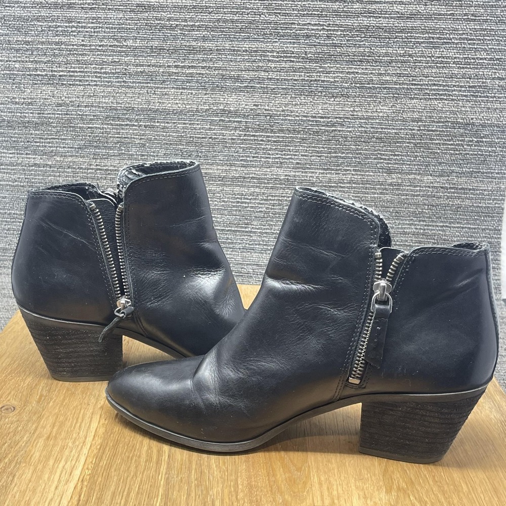 Frye Judith Boots Women‎ 8.5 Black Leather Double Zip Ankle Heel Booties Biker - Picture 15 of 16
